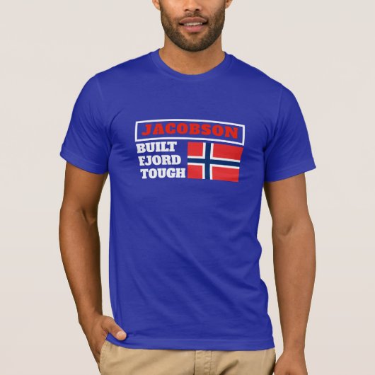 "Built Fjord Tough" en Noorse vlag T-shirt (Voorkant)
