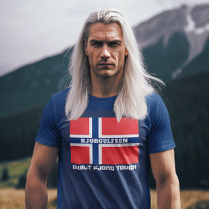 "Built Fjord Tough" en Noorse vlag T-shirt