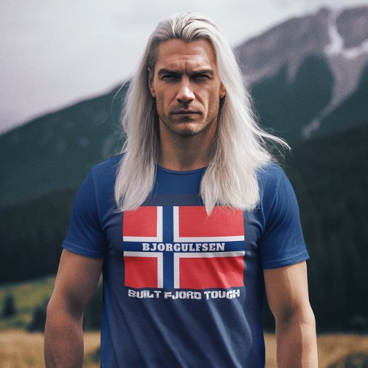 "Built Fjord Tough" en Noorse vlag T-shirt