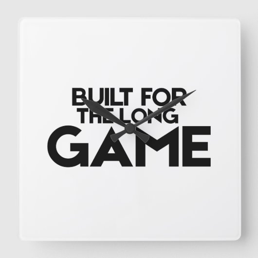 Built For The Long Game Minimalist Square Clock Vierkante Klok (Voorkant)