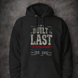 Built to Last Vintage 1983 Distressed Typography R Hoodie