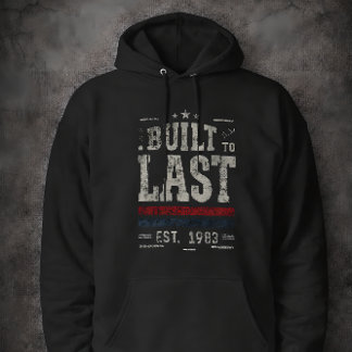 Built to Last Vintage 1983 Distressed Typography R Hoodie