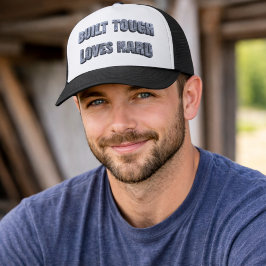Built Tough Loves Hard Graphic - Blue-Collar Dad Trucker Pet
