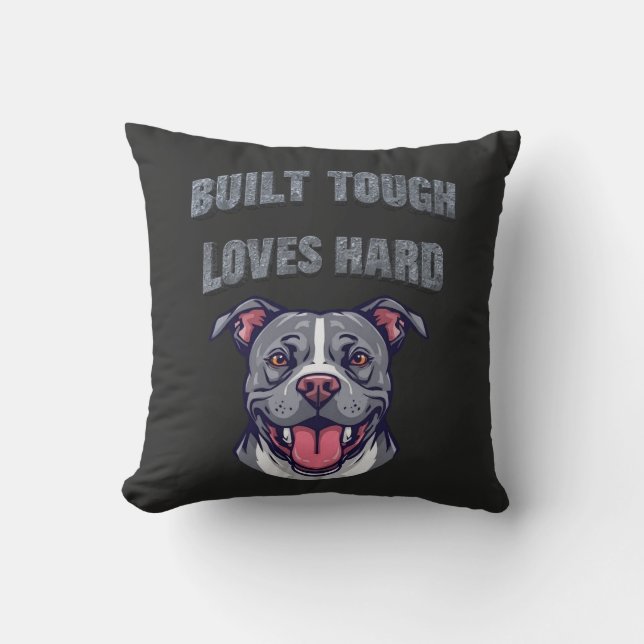 Built Tough Pit Bull | Bully Dog Lover Graphic Art Kussen (Voorkant)