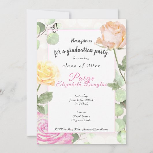  buisje, roze Afstuderen Kaart (Voorkant)