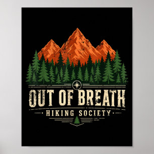 Buiten adem wandelvereniging berg retro natuur poster