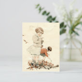 Buiten afspelen briefkaart (Staand voorkant)