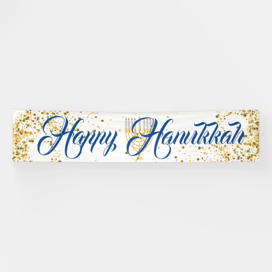 Buiten Banner-Happy Hanukkah Spandoek (Horizontaal)