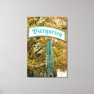 Buiten Biergarten Sign, Duitsland Canvas Afdruk