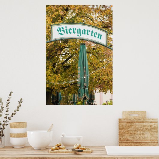 Buiten Biergarten Sign, Duitsland Poster (Keuken)
