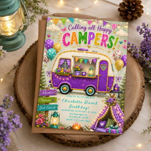 Buiten Boho camper verjaardagsfeest Kaart