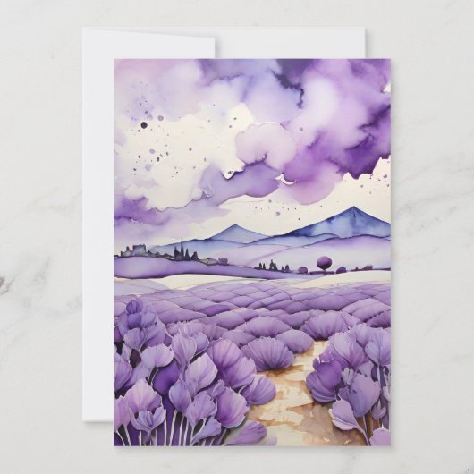 Buiten Botanische Lavender Bruiloft Kaart (Achterkant)