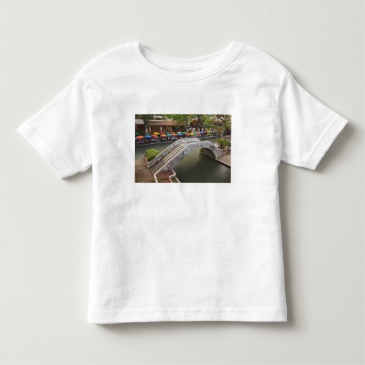 Buiten café langs River Walk en brug over 2 Kinder Shirts (Voorkant)