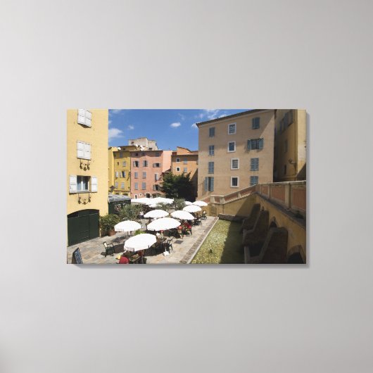 Buiten café, Place de l'Eveche, Grasse, Canvas Afdruk (Voorkant)