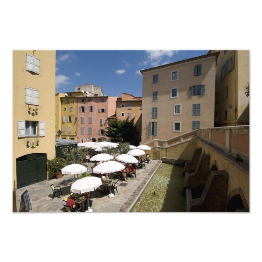 Buiten café, Place de l'Eveche, Grasse, Foto Afdruk (Voorkant)