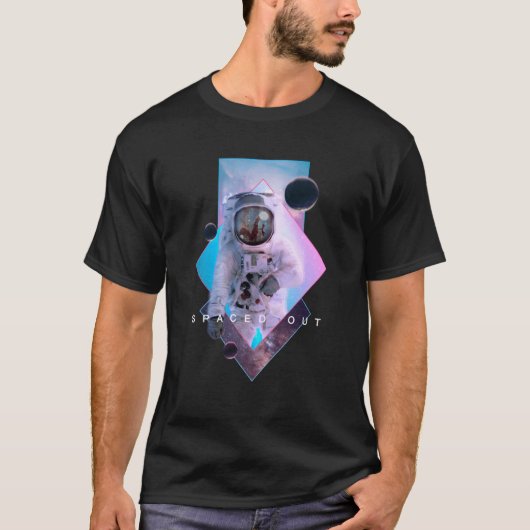 Buiten de astronaut geworpen esthetische dampgolf t-shirt (Voorkant)