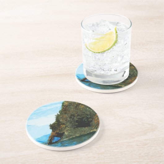 Buiten de baai van Seward Alaska Abstract Zandsteen Onderzetter (Zijkant)