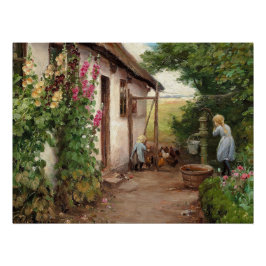 Buiten de boerderij - H.A. Brendekilde Perfect Poster