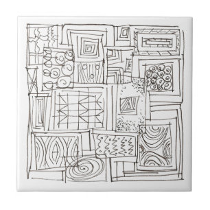 Buiten de Box-Black en White Modern Bauhaus Art Tegeltje