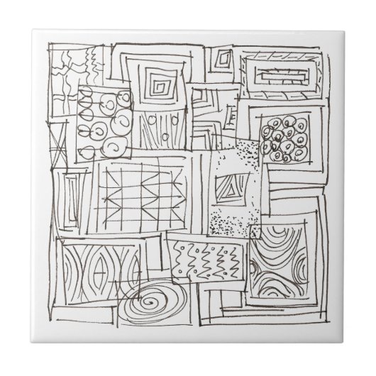 Buiten de Box-Black en White Modern Bauhaus Art Tegeltje (Voorkant)