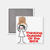 Buiten de doos denken Cartoon Magneet (Voorkant / Achterkant)