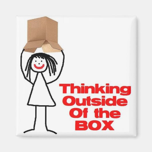 Buiten de doos denken Cartoon Magneet (Voorkant)
