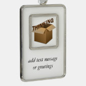 Buiten de doos denken verzilverd omlijst ornament (Rechts)