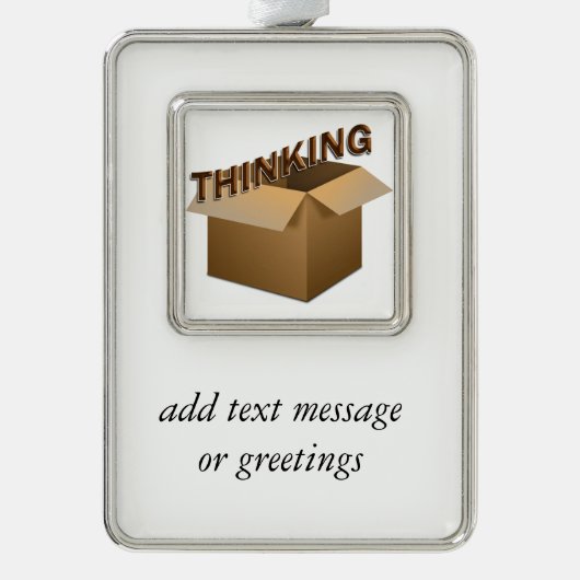 Buiten de doos denken verzilverd omlijst ornament (Voorkant)
