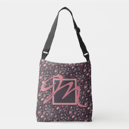 Buiten de doos Monogram Zwart Roze Leopard Print Crossbody Tas