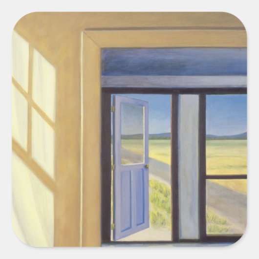 Buiten de doos vierkante sticker (Voorkant)