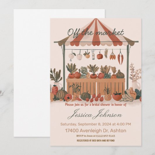 Buiten de markt boer vrijgezellenfeest uit te nodi kaart (Voorkant / Achterkant)