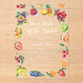 Buiten de markt Vrijgezellenfeest van boeren Acryl Uitnodigingen (Voorkant)