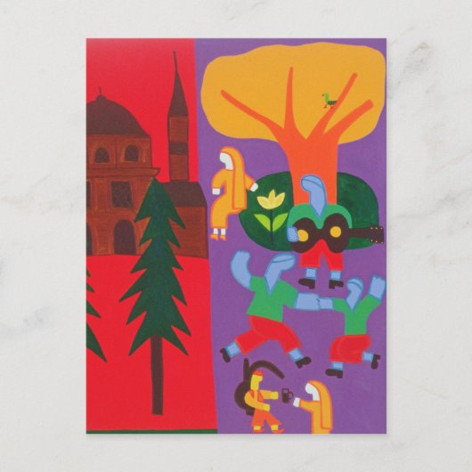 Buiten de moskee 2003 briefkaart (Voorkant)