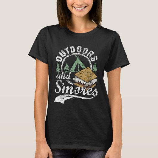 Buiten de Smores Funny Campfire Camping verhit T-shirt (Voorkant)