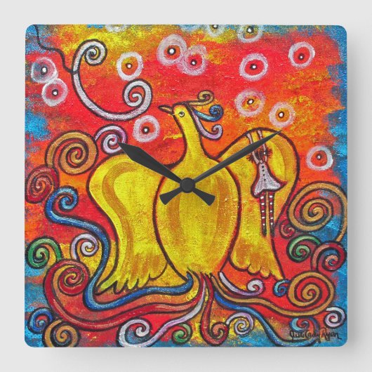 Buiten de vlam, helderheid Phoenix-klok Vierkante Klok (Voorkant)