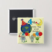 Buiten deze wereld 4e verjaardag, T-shirts en cade Vierkante Button 5,1 Cm (Voorkant /achterkant)