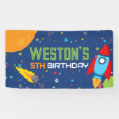 Buiten deze wereld Outer Space Verjaardagsbanner Spandoek (Horizontaal)