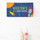 Buiten deze wereld Outer Space Verjaardagsbanner Spandoek (Insitu)