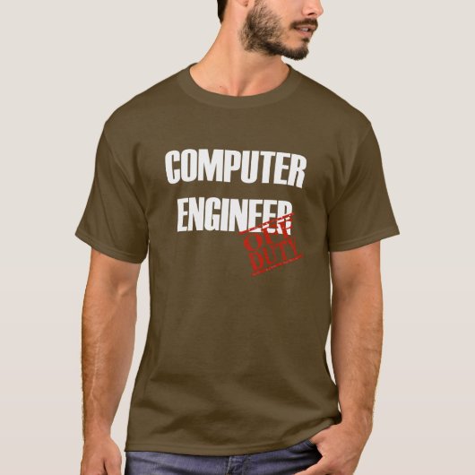 Buiten dienst computerengineer t-shirt (Voorkant)