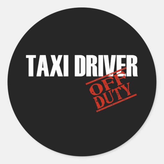 BUITEN DIENST TAXICHAUFFEUR DONKER RONDE STICKER (Voorkant)