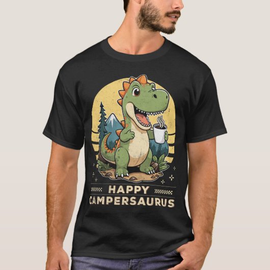 Buiten Dinosaurus Gelukkige Campersaurus Grappige  T-shirt (Voorkant)