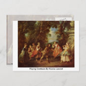 Buiten door Nicolas Lancret spelen Briefkaart (Voorkant / Achterkant)