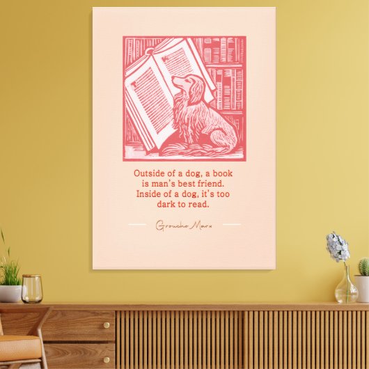 Buiten een Hond - Groucho Marx Quote Canvas Afdruk (Insitu (Woonkamer))