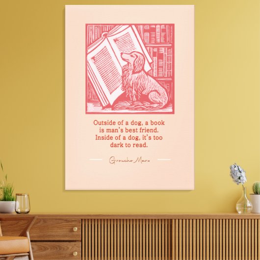 Buiten een Hond - Groucho Marx Quote Canvas Afdruk (Insitu (Woonkamer))