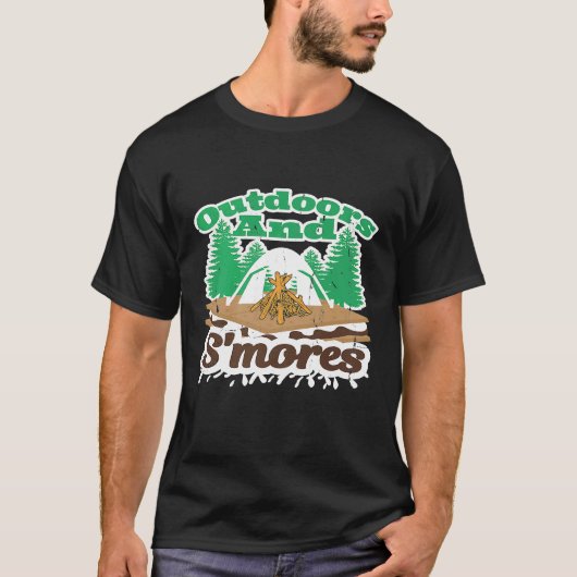 Buiten en Smores Scout Campfire Camping Camper T-shirt (Voorkant)