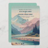 Buiten geschilderde berg bruiloft uitnodiging (Voorkant / Achterkant)