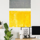 "Buiten" Grijs en Geel Abstract Poster van de Kuns (Thuiskantoor)