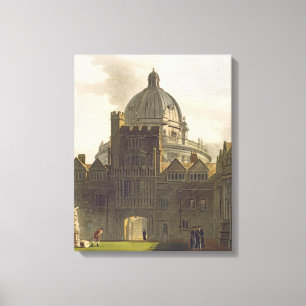 Buiten het Brasenose College en Radcliffe Librar Canvas Afdruk
