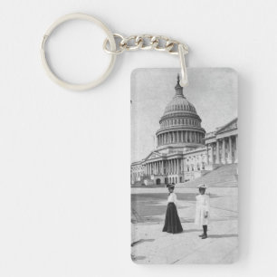 Buiten het Capitolgebouw met vrouwen Sleutelhanger