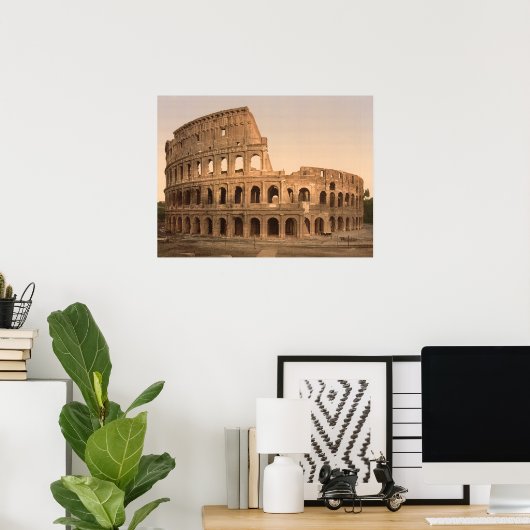 Buiten het Colosseum, Rome, archiefdruk Poster (Thuiskantoor)